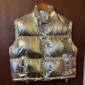 Metallic Silver Puffer Vest